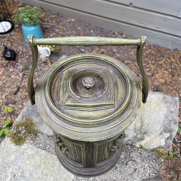 Vintage Owens Corning Tall Rare Avocado Green Insulated Plastic Ice Bucket - Picture 3 of 3